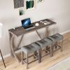 Bar Table Set with Power Outlet, Bar Table and Chairs Set, 4 Piece Dining Table Set, Industrial Breakfast Table Set, for Living Room, Dining Room
