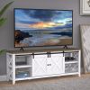 TV Stand for TVs Up to 65", Modern Farmhouse Wood Entertainment Center, Media Console Table with Storage Cabinet & Adjustable Shelves