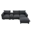 [VIDEO provided][New]109*57"Modern Sectional Cloud Sofa with Console,USB Charging Port,Reading Light,Cup Holder,4 Seat Chenille Modular Couch