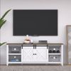 TV Stand for TVs Up to 65", Modern Farmhouse Wood Entertainment Center, Media Console Table with Storage Cabinet & Adjustable Shelves